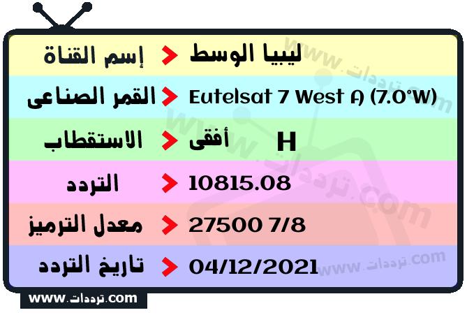 تردد قناة ليبيا الوسط على القمر يوتلسات 7 غربا 2024